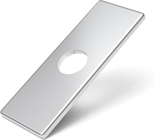 6 Inch Chrome Sink Hole Cover, Greenspring 4" Hole Cover Deck Plate, Bathroom Faucet Deck Plate, Stainless Steel Square Escutcheon for Bathroom or Kitchen Single Hole Vanity Sink Faucet