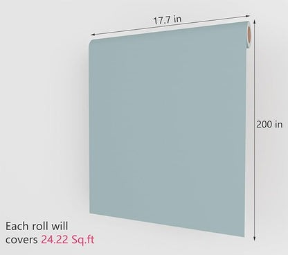 Decotalk Blue Contact Paper Peel and Stick Haze Blue Contact Paper for Cabinets and Drawers 17.7x200 Inch Blue Wallpaper Removable HazeBlue Peel and Stick Wallpaper for Bedroom Solid Color Vinyl