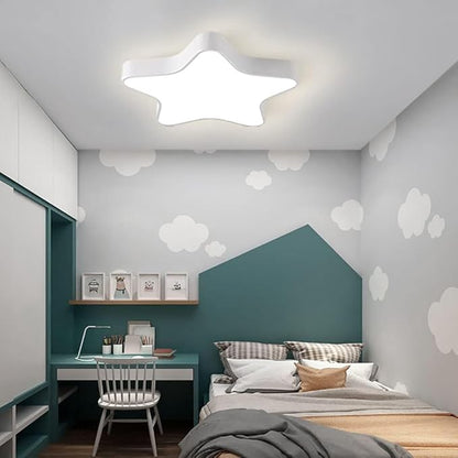 LED Ceiling Light Fixture, Modern Pentagram Recessed Ceiling Lights, 3000K-6000K Dimmable Light, Close to Lighting Flush Mount Living Room Pendant Lamps (White, 16inch)