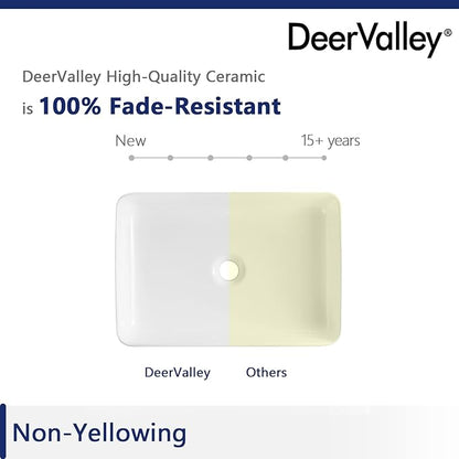 DeerValley DV-1V032 Ally White Ceramic Rectangular Vessel Bathroom Sink