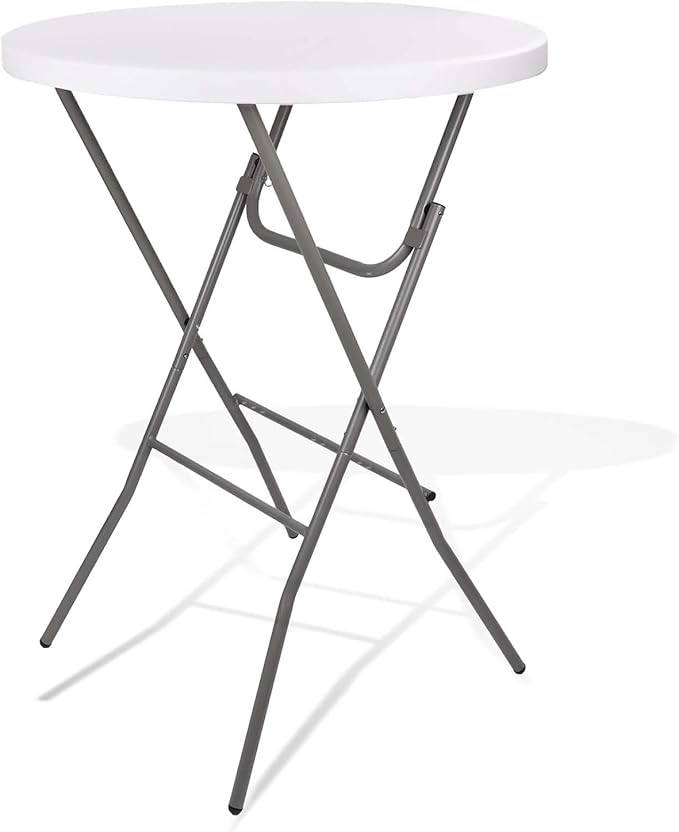 Lakhow Cocktail Table 28in Folding Round High Top Indoor Outdoor with Removable Legs, Tall Bistro Foldable Bar Height Table for Parties, Patio, Backyard, Dining Room, Events, Black- 1PCS