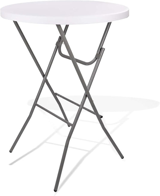 Lakhow Cocktail Table 28in Folding Round High Top Indoor Outdoor with Removable Legs, Tall Bistro Foldable Bar Height Table for Parties, Patio, Backyard, Dining Room, Events, Black- 1PCS