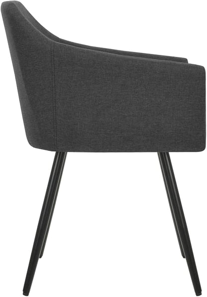 4-Piece Dark Gray Fabric Dining Chairs Set with Metal Frame and Armrests, Modern Farmhouse Kitchen Chairs for Dining Room, Comfortable Ergonomic Design, 21.3" x 24.4" x 31.5" (Set of 4)