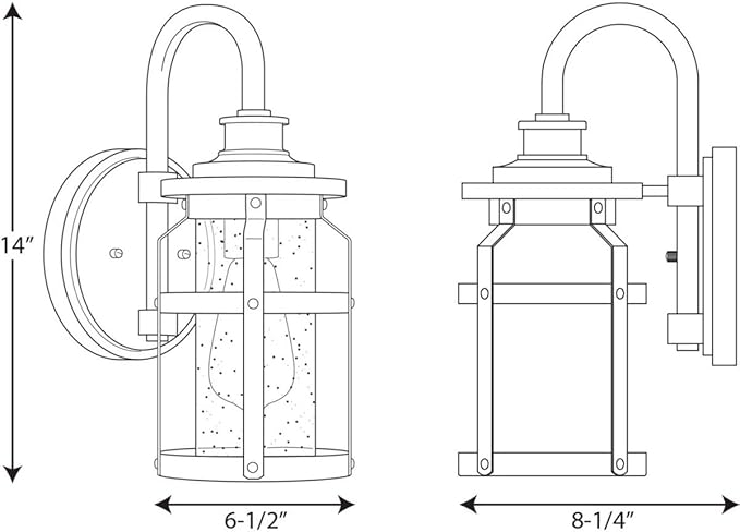 Progress Lighting Haslett Collection 1-Light Clear Seeded Glass Farmhouse Outdoor Small Wall Lantern Light Antique Pewter