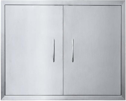 JIE JIN 26" W X 24" H Outdoor Kitchen Doors Double Doors Thickened 304 Brushed Stainless Steel BBQ Access Door BBQ Island Doors Outdoor Kitchen Accessories Door for Outdoor Kitchen BBQ Island