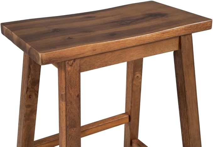 Farmhouse Rustic 2-Piece Counter Height Wood Kitchen Dining Stools for Small Places, Walnut