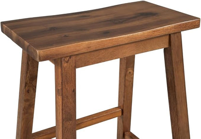 Farmhouse Rustic 2-Piece Counter Height Wood Kitchen Dining Stools for Small Places, Walnut