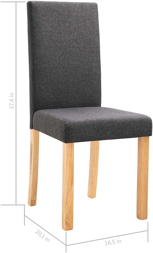 Dark Gray Fabric Dining Chairs Set of 2 Modern Farmhouse Kitchen Chairs with Rubber Wood Frame, Soft Upholstered Seats and Sturdy Design for Dining Room