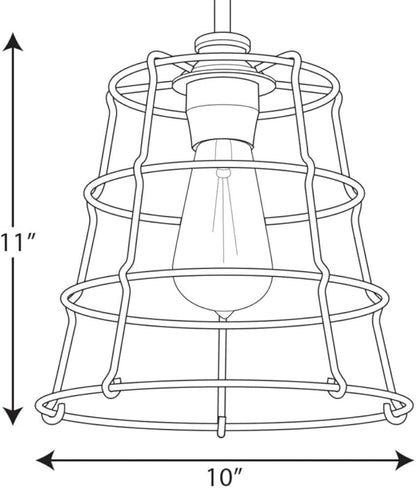 Progress Lighting Chambers Collection 1-Light Farmhouse Pendant Light Matte Black 11.00x10.00x10.00