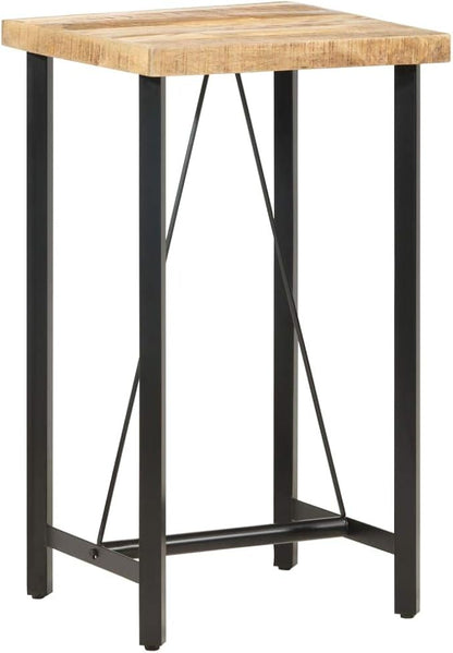 Brown Rough Mango Wood Bar Table with Black Iron Frame, 42.1 Inch Rectangular Durable Bar Table for Kitchen Living Room Home Rustic Industrial Design Sturdy Dining for Social