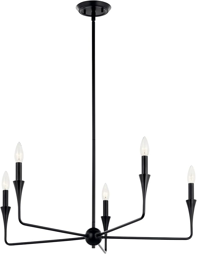 Kichler Alvaro 5-Light Chandelier, Soft Modern Light in Black, for Dining Room, Office or Bedroom (19.25" x 30.25"), 52689BK
