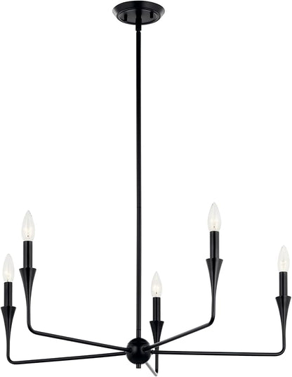 Kichler Alvaro 5-Light Chandelier, Soft Modern Light in Black, for Dining Room, Office or Bedroom (19.25" x 30.25"), 52689BK
