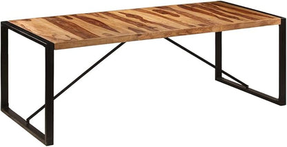 Solid Acacia Wood Dining Table 62.9"x39.4" Rectangular for 8 Seats Rustic Industrial Kitchen & Dining Room Table with Powder-Coated Iron Legs Indoor Use Easy Assembly