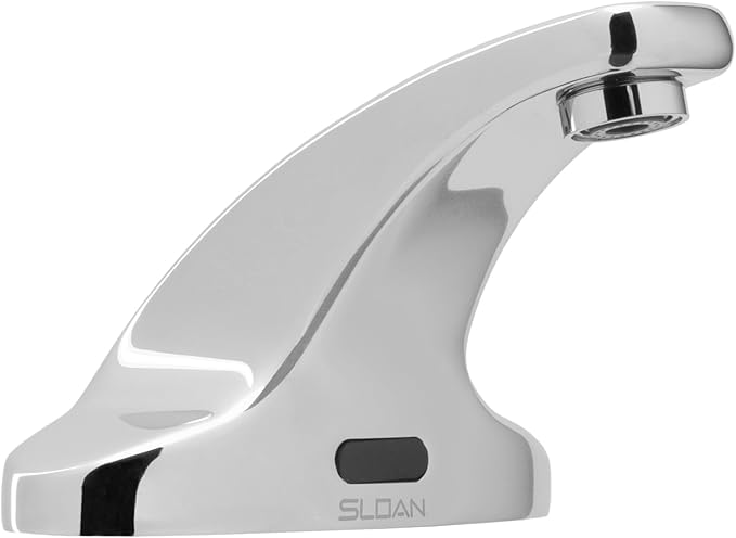 Sloan SF-2350 Sensor Activated Touch-Free Faucet, Commercial Grade with Mounting Hardware - 0.5 GPM Battery-Powered Deck-Mounted Mid Integrated Base Body with Below Deck Mixer, 3362118