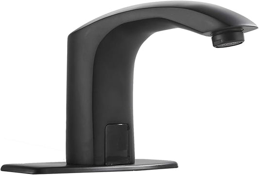 Automatic Bathroom Faucet Black Touchless Solid Brass Motion Activated Bath Tub Lavatory Basin Sink Vanity Aerator One Hole Brass Mixer Tap Touch-Free