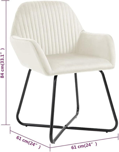 4-Pack Cream Velvet Dining Chairs Set with Ergonomic Backrest, Powder-Coated Steel Legs, 24x24x33 in Modern Accent Seat for Kitchen, Dining Room, Living Room and Bedroom