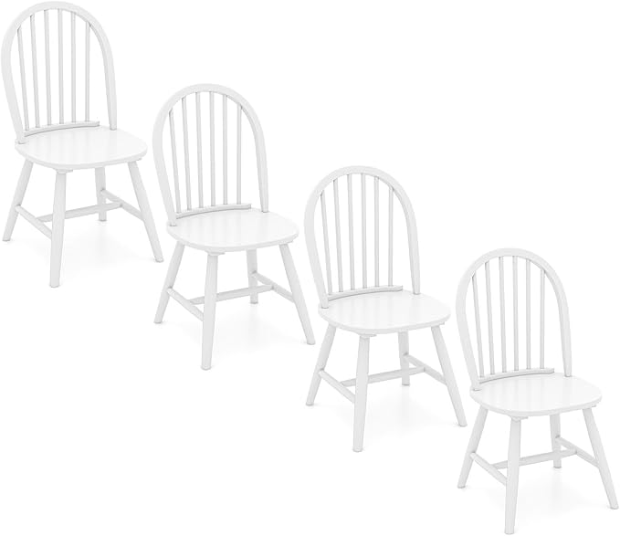 Safeplus 18" Oak Dining Chairs Set of 4, Wood Windsor Chair with Spindle Back for Country Farmhouse Kitchen Island