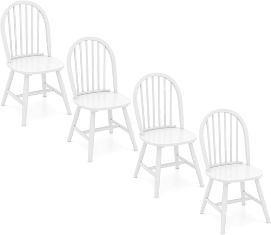 Safeplus 18" Oak Dining Chairs Set of 4, Wood Windsor Chair with Spindle Back for Country Farmhouse Kitchen Island