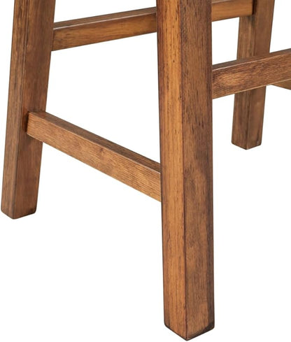 Farmhouse Rustic 2-Piece Counter Height Wood Kitchen Dining Stools for Small Places, Walnut