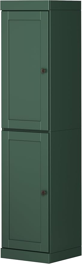 Palace Imports Solid Wood Kitchen Pantry - Narrow Storage Cabinet - Shaker Doors, Adjustable Shelves, Green, 16.5" Wide x 71.5" Tall, 100% Eco-Friendly Wood, Modular Pantry Cabinet Systems
