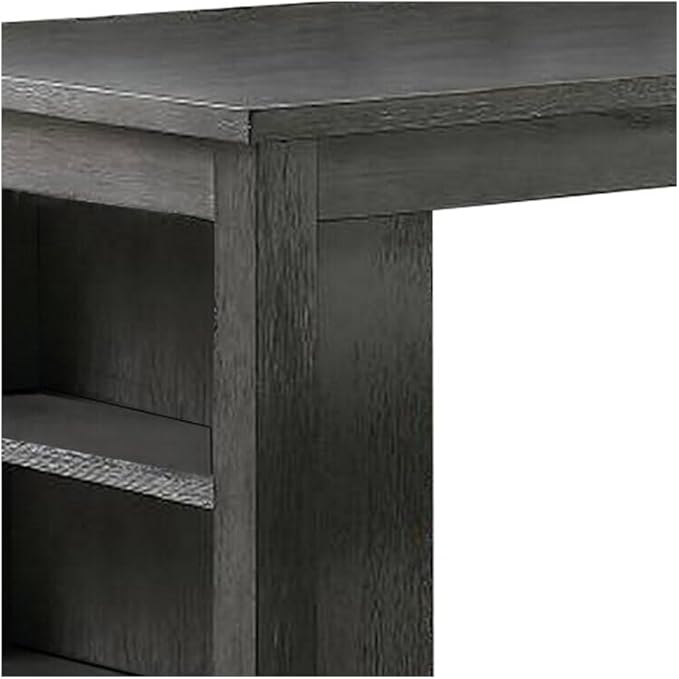 HomeStock Counter Height Table with Shelves - Kitchen Island Table - Gray