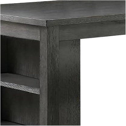 HomeStock Counter Height Table with Shelves - Kitchen Island Table - Gray