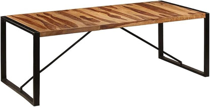 Solid Acacia Wood Dining Table 62.9"x39.4" Rectangular for 8 Seats Rustic Industrial Kitchen & Dining Room Table with Powder-Coated Iron Legs Indoor Use Easy Assembly