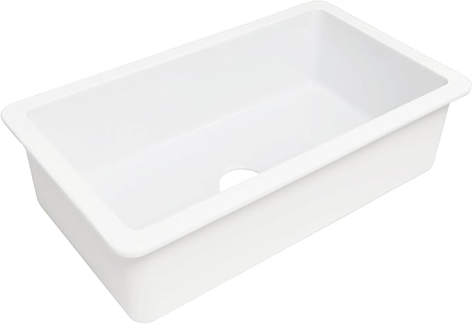 Sinkology Eden Fireclay Undermount Kitchen Sink, Undermount Installation, Surefire Finish (Crisp White, 31")