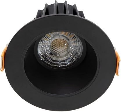 Maxxima 2 in. Ultra-Thin Recessed Anti-Glare LED Downlight - Canless IC Rated, 5 Color Temperature Selectable 2700K/3000K/3500K/4000K/5000K, Dimmable, Round Black Trim, 90 CRI