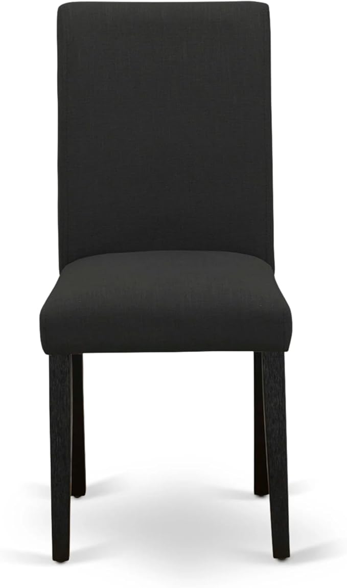 East West Furniture ABP6T24 Abbott Parson Chairs - Black Color Linen Fabric Upholstered Dining Chairs, Set of 2, Wirebrushed Black