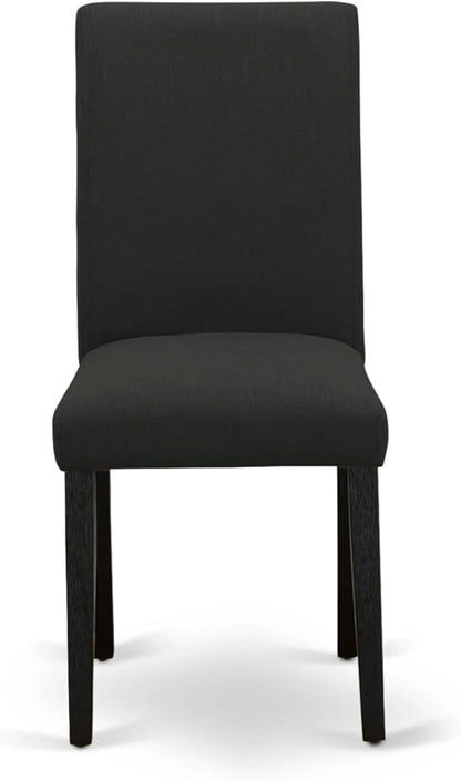 East West Furniture ABP6T24 Abbott Parson Chairs - Black Color Linen Fabric Upholstered Dining Chairs, Set of 2, Wirebrushed Black