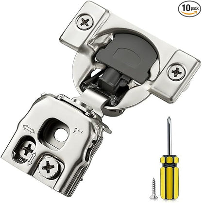 Ravinte 10 Pack 5 Pairs 1 inch Overlay Soft Close Hidden Door Hinge for Kitchen Cabinet Stainless Steel Adjustable Satin Nickel Hardware