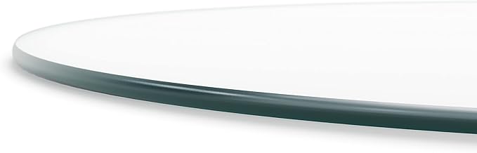 24 inch Round Glass Table Top - Clear Tempered Glass Surface Protector - Safe Pencil Polished Edge - Coffee, Dining and End Table