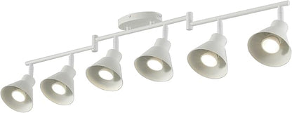 Modern 6-Light Track Lighting Fixture, Matte White Metal Ceiling Spotlight with Flexible Rotatable Heads, GU10 Base Directional Track Light for Kitchen, Hallway, Living Room & Gallery