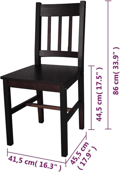 Dark Brown Solid Pine Wood Dining Chairs Set of 2 Ergonomic Farmhouse Kitchen Chairs for Dining Room Modern Accent Furniture 16.3W x 33.9H