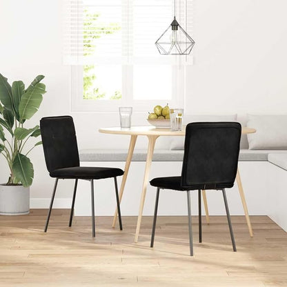 2-Piece Black Velvet Dining Chairs with Metal Frame, Modern Accent Chairs for Kitchen Dining Room Living Room Bedroom, Soft Foam Padded Seats & Sturdy Construction