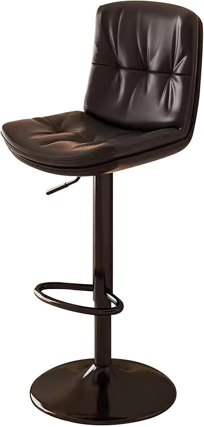 Counter Height s with Back, Faux Leather Adjustable Chairs for Kitchen Island,Black-Black Leg
