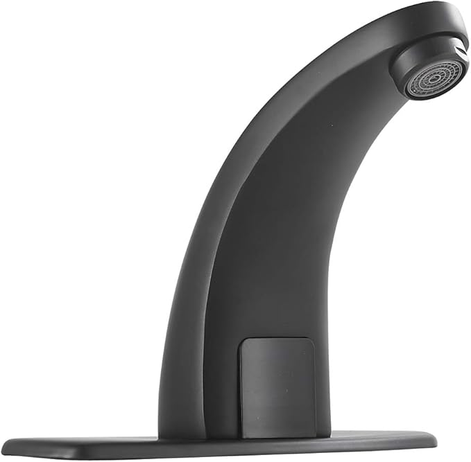 Touchless Bathroom Faucet Black Dual Powered Automatic Faucet Auto Sensor Motion for Bath Tub Lavatory Vanity Sink One Hole Handsfree Battery or Plug to Choose