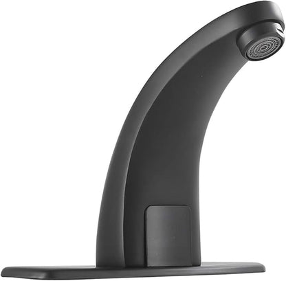 Touchless Bathroom Faucet Black Dual Powered Automatic Faucet Auto Sensor Motion for Bath Tub Lavatory Vanity Sink One Hole Handsfree Battery or Plug to Choose