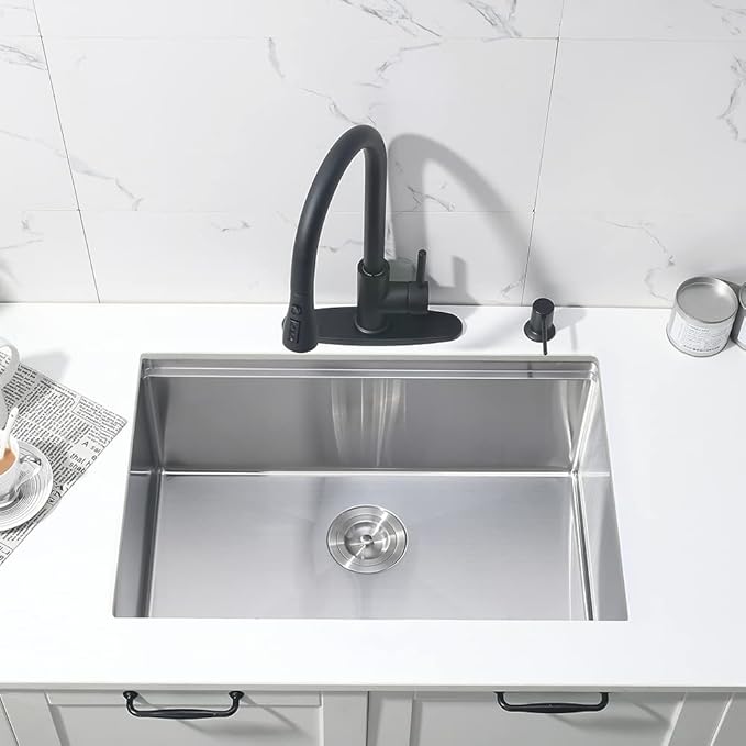 27 Inch Undermount Kitchen Sink-Bokaiya 27x19 Stainless Steel Undermount Sink Ledge Workstation SUS 304 10" Deep 16 Gauge Single Bowl with Cutting Board& Drainer