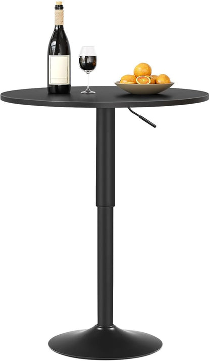 HOOBRO Bar Table, Height-Adjustable Round Pub Table 27-35.4 Inches, Cocktail Table with Sturdy Base, Modern Style, Easy to Assemble, Suitable for Small Space, Black BK58BT01G1