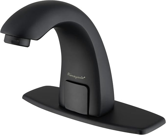 Charmingwater Touchless Bathroom Sink Faucet, Motion Automatic Sensor Faucet with Hole Cover Plate, Matte Black