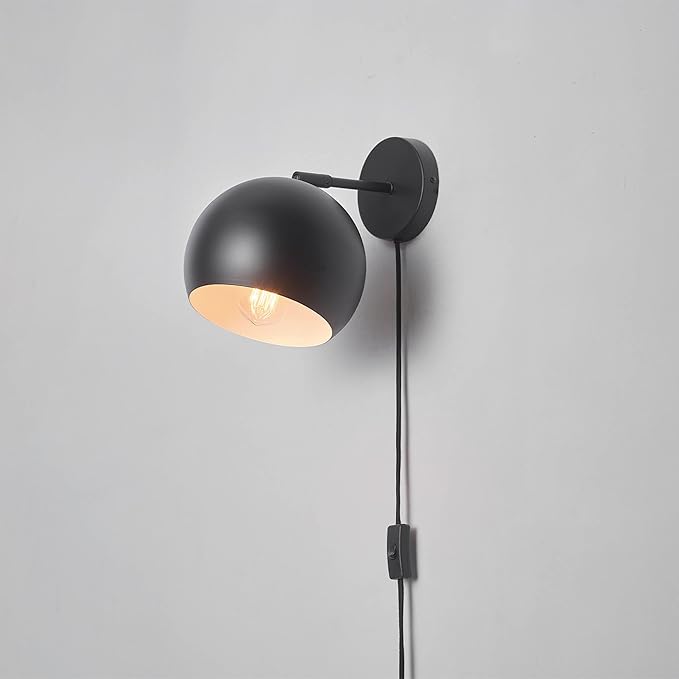 Globe Electric 52076 Molly 1-Light Plug-in or Hardwire Wall Sconce, Matte Black