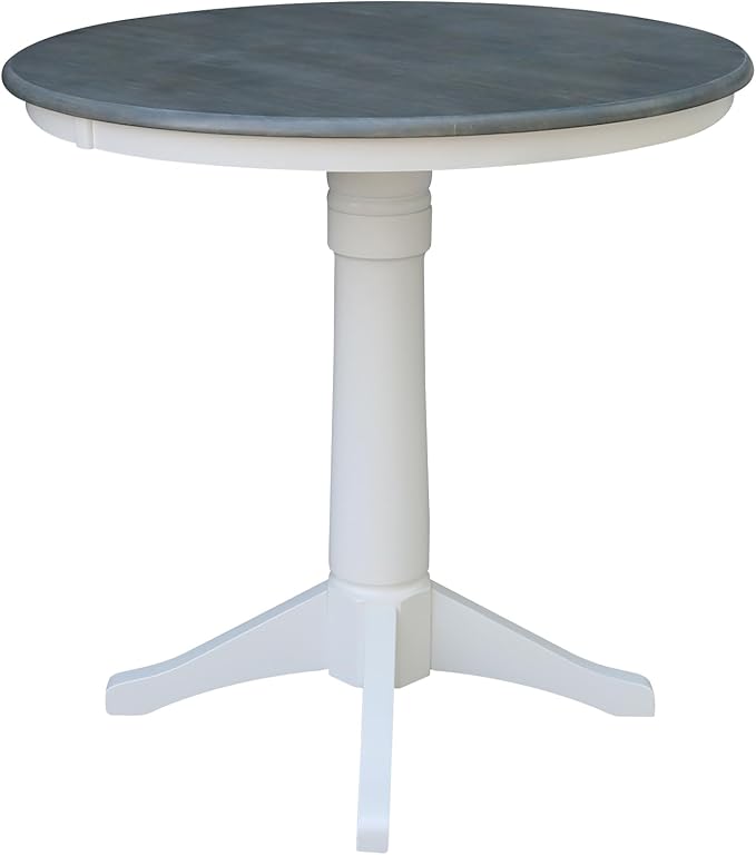 IC INTERNATIONAL CONCEPTS 36" Round Solid Wood Gray Table-Counter Height