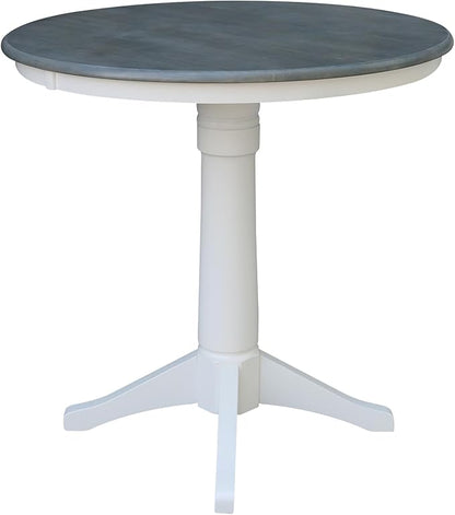 IC INTERNATIONAL CONCEPTS 36" Round Solid Wood Gray Table-Counter Height