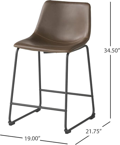 Harper & Bright Designs Vintage Style Brown 24-Inch Counter Stool (Set of 2)