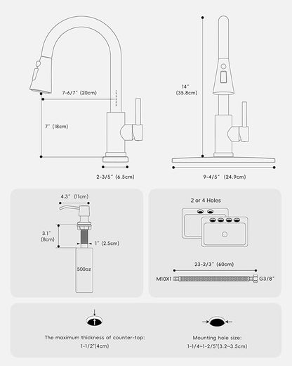 Touchless Kitchen Sink Faucet with Pull Down Sprayer, Motion Sensor Touch on Faucets for Kitchen Sink, 360° Swivel Spout, Brushed Nickel