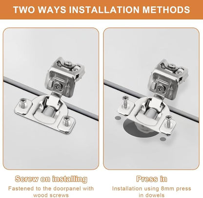 Probrico 2 Pair -4 Pcs 1-1/4 Inch Overlay Cabinet Hinges, Stainless Steel Soft Close Face Frame Hinges for Kitchen, Concealed Self-Closing Door Hinges