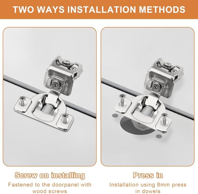 Probrico 30 Pair -60 Pcs 1-1/4 Inch Overlay Cabinet Hinges, Stainless Steel Soft Close Face Frame Hinges for Kitchen, Concealed Self-Closing Door Hinges