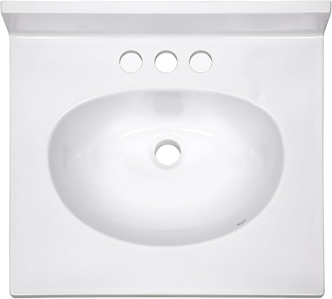 Design House Cultured Marble Vanity Top, 19 in W x 17 in D, Integrated 4 in Centerset Oval Sink & Backsplash, Solid White, 586172